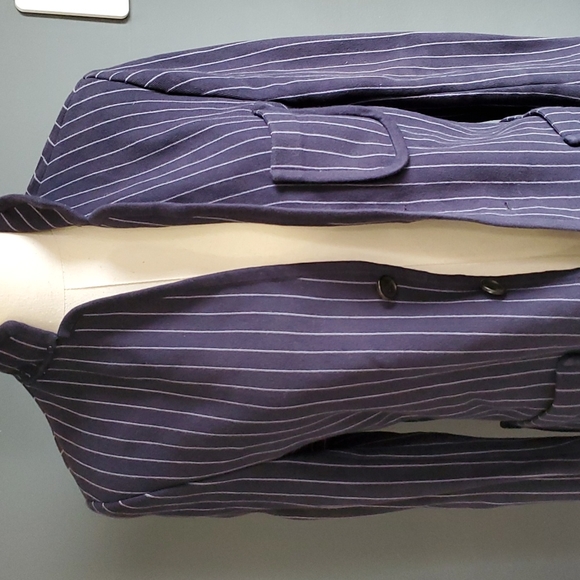 Nicole Farhi Corpcore blue pinstripe Office Siren Boardroom blazer jacket… - Picture 11 of 16